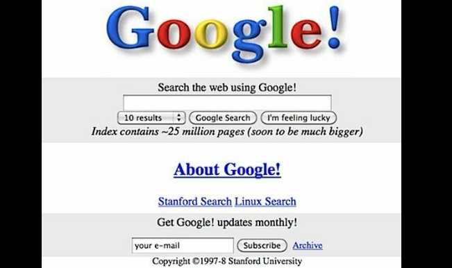 Google Beta homepage (1998)